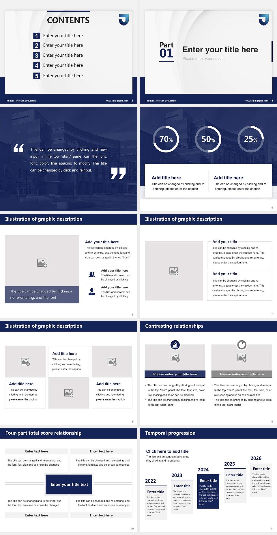 Thomas Jefferson University Thesis Proposal/Graduation Defense PPT Template4:3 ratio PPT effect preview image2