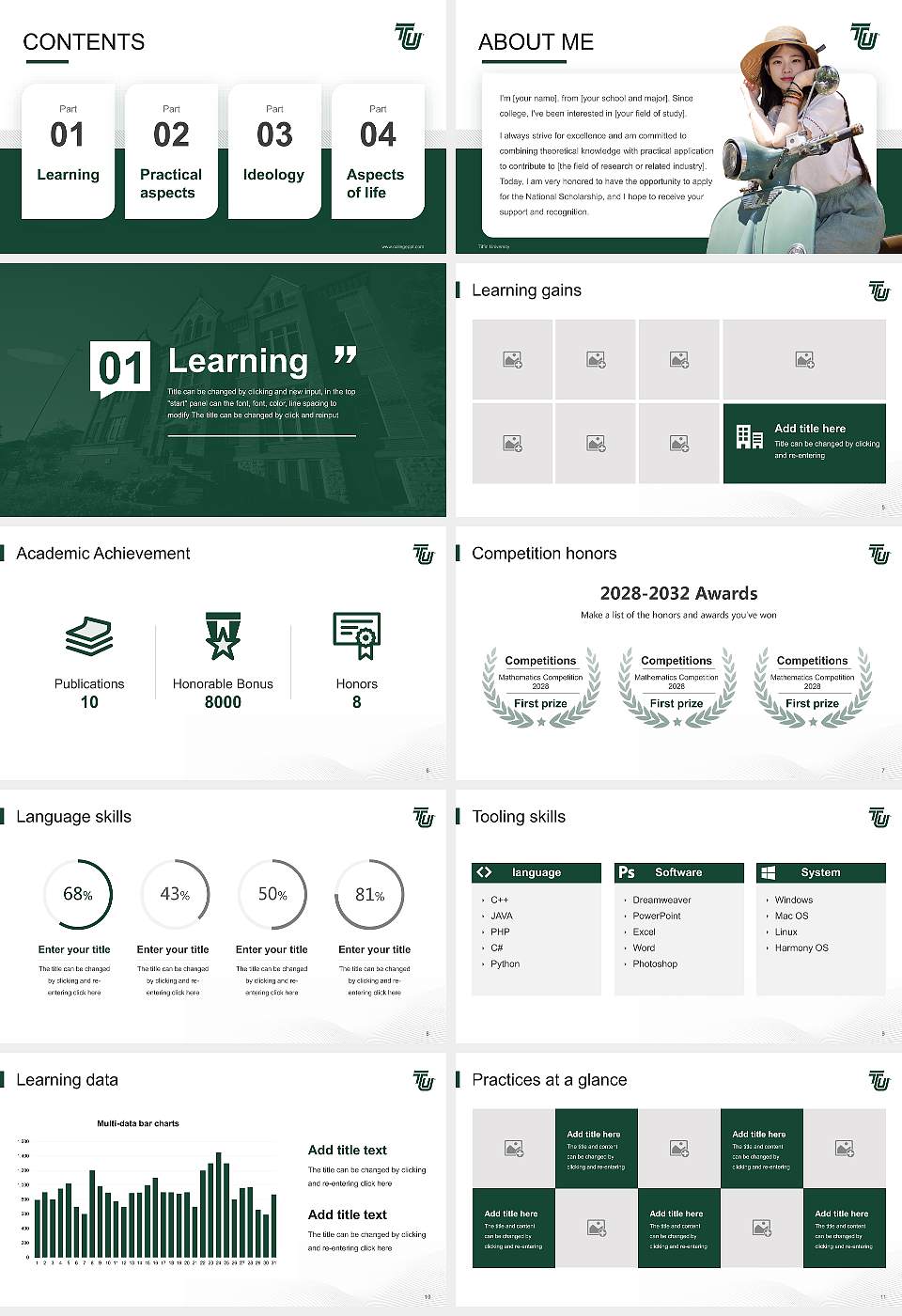 Tiffin University National Scholarship Defense PPT Template16:9 ratio PPT effect preview image2
