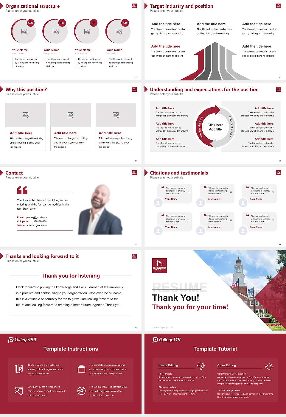 Transylvania University Resume PPT Template16:9 ratio PPT effect preview image4