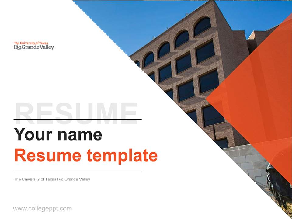 The University of Texas Rio Grande Valley Resume PPT Template4:3 ratio PPT effect preview image5