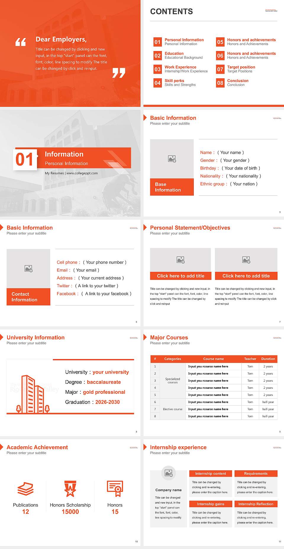 The University of Texas Rio Grande Valley Resume PPT Template4:3 ratio PPT effect preview image2