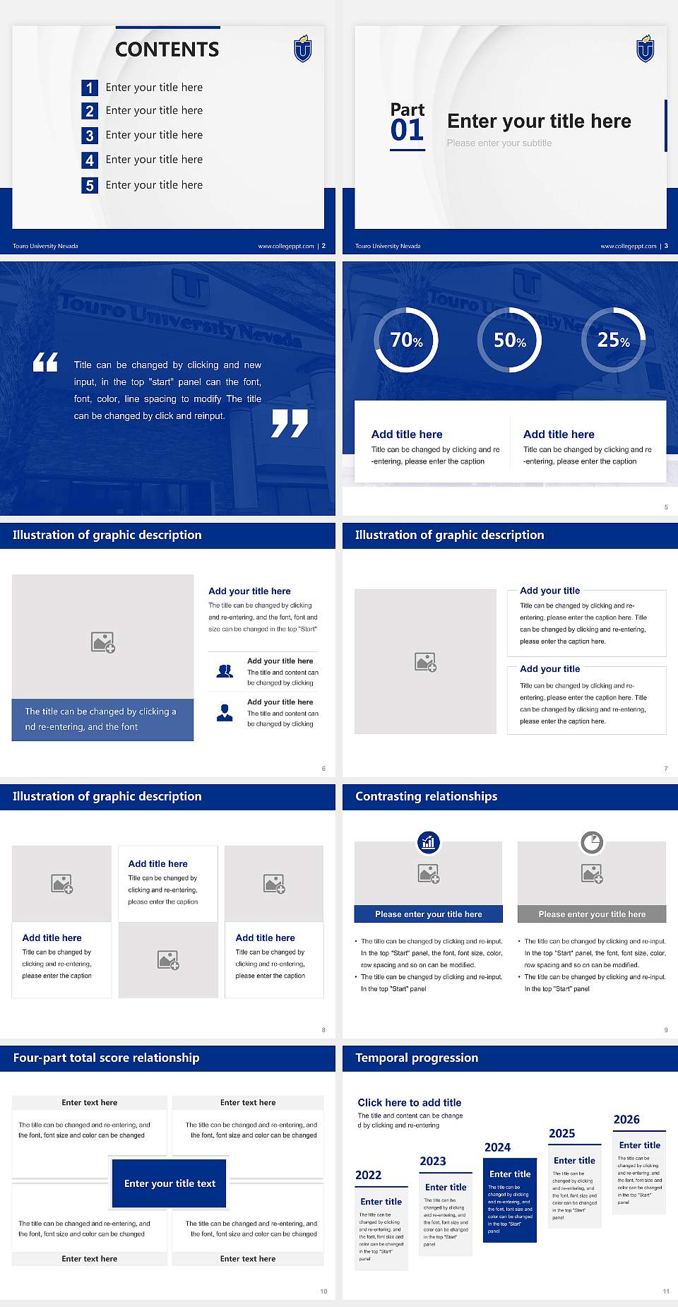Touro University Nevada Thesis Proposal/Graduation Defense PPT Template4:3 ratio PPT effect preview image2