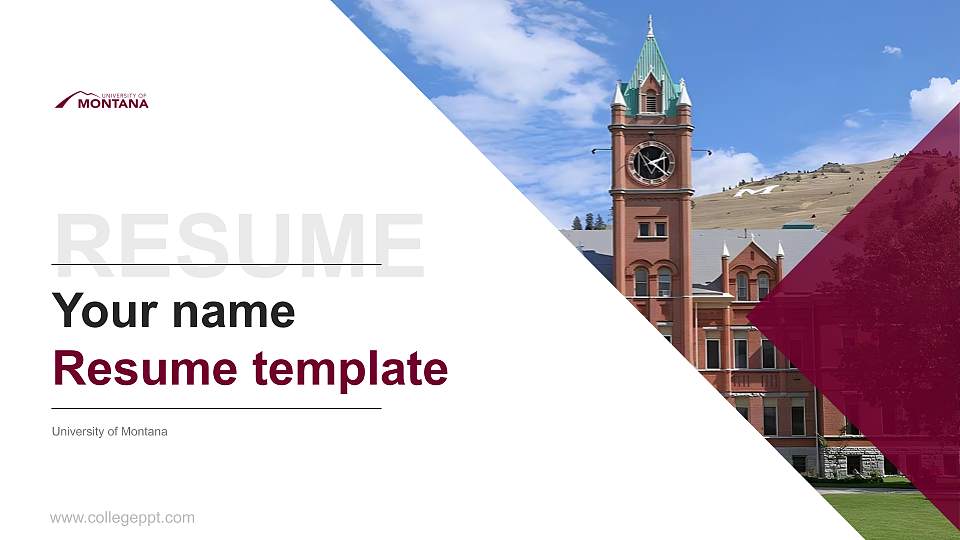 University of Montana Resume PPT Template16:9 ratio PPT effect preview image