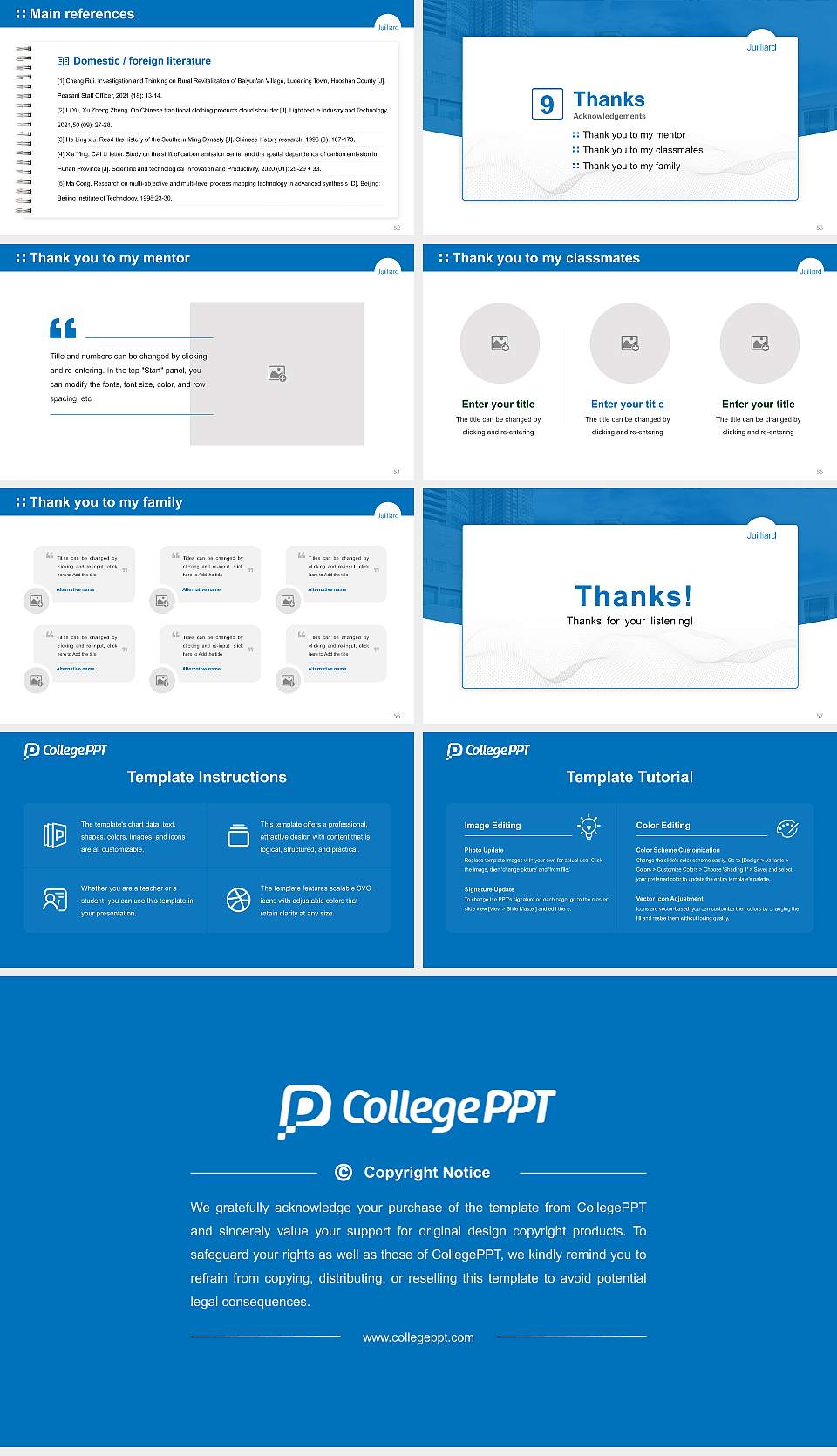 The Juilliard School Graduation Thesis Defense PPT Template16:9 ratio PPT effect preview image7