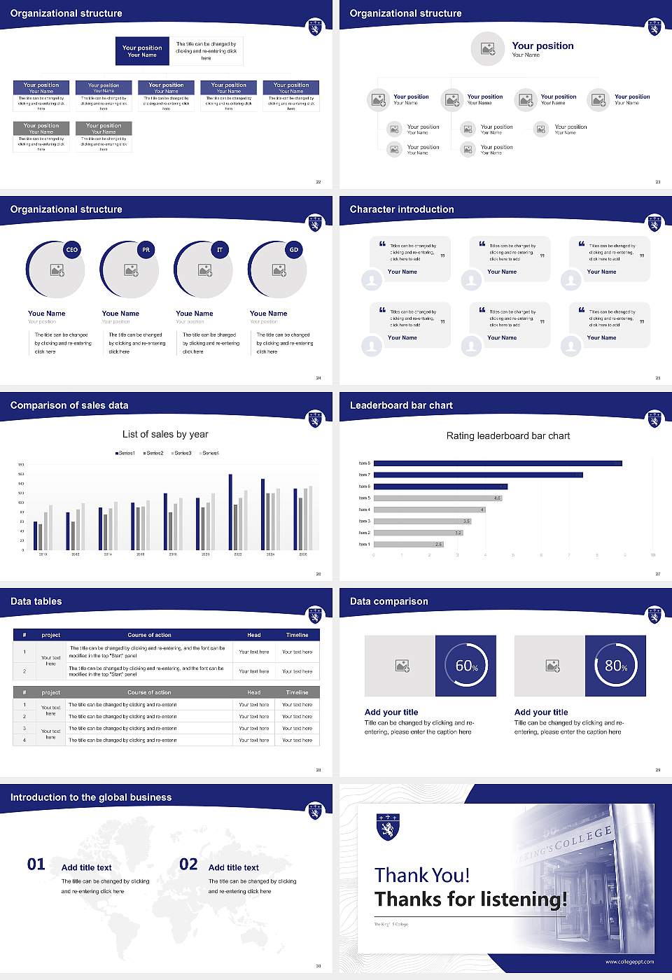The King’S College Academic Presentation/Research Findings Report PPT Template16:9 ratio PPT effect preview image4