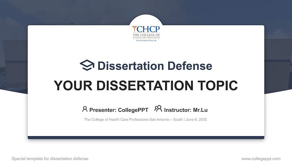 The College of Health Care Professions-San Antonio – South Graduation Thesis Defense PPT Template16:9 ratio PPT effect preview image