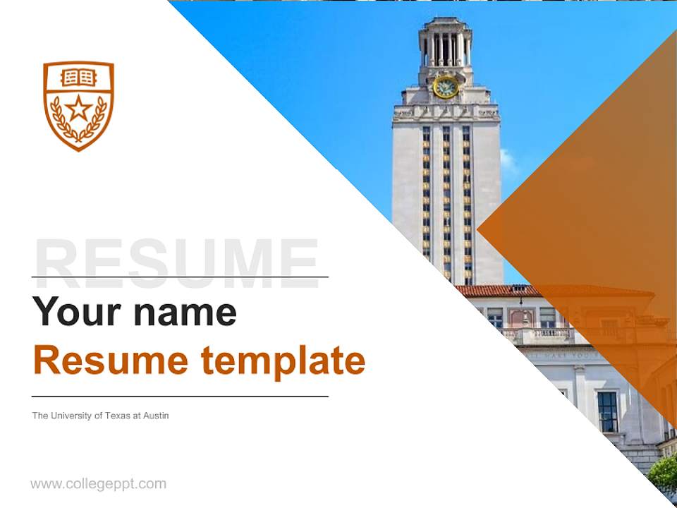 The University of Texas at Austin Resume PPT Template4:3 ratio PPT effect preview image5