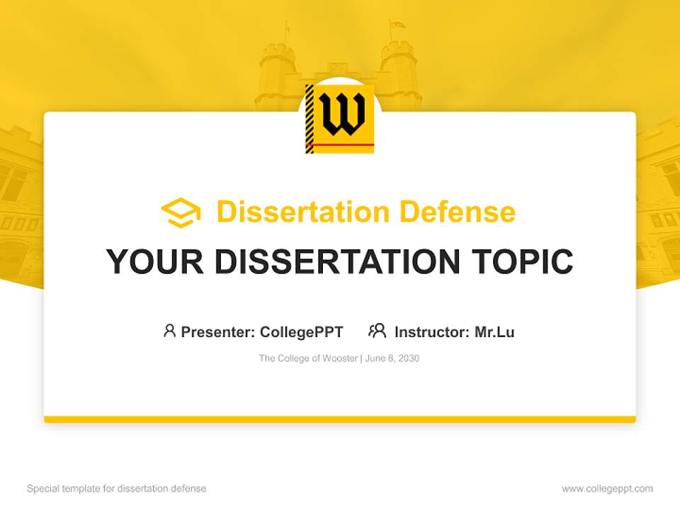 The College of Wooster Graduation Thesis Defense PPT Template4:3 ratio PPT effect preview image7