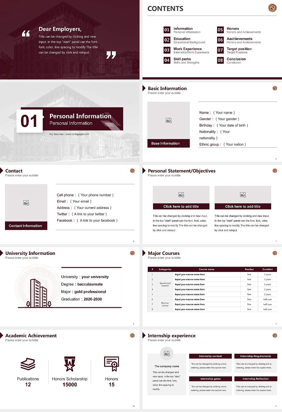 Thomas Edison State University Resume PPT Template16:9 ratio PPT effect preview image2