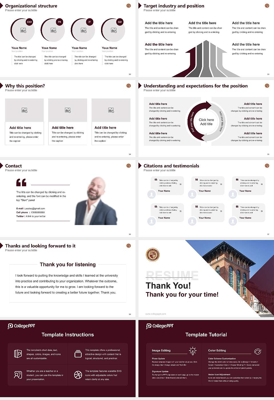 Thomas Edison State University Resume PPT Template16:9 ratio PPT effect preview image4