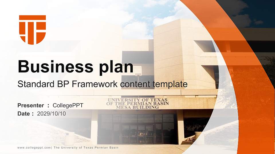 The University of Texas Permian Basin Competition/Entrepreneurship Contest PPT Template16:9 ratio PPT effect preview image