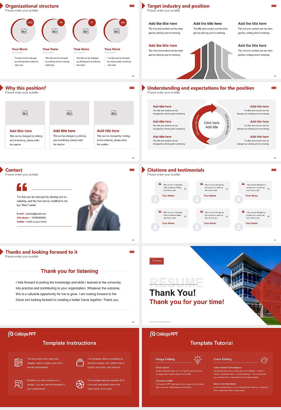 Thomas College Resume PPT Template16:9 ratio PPT effect preview image4