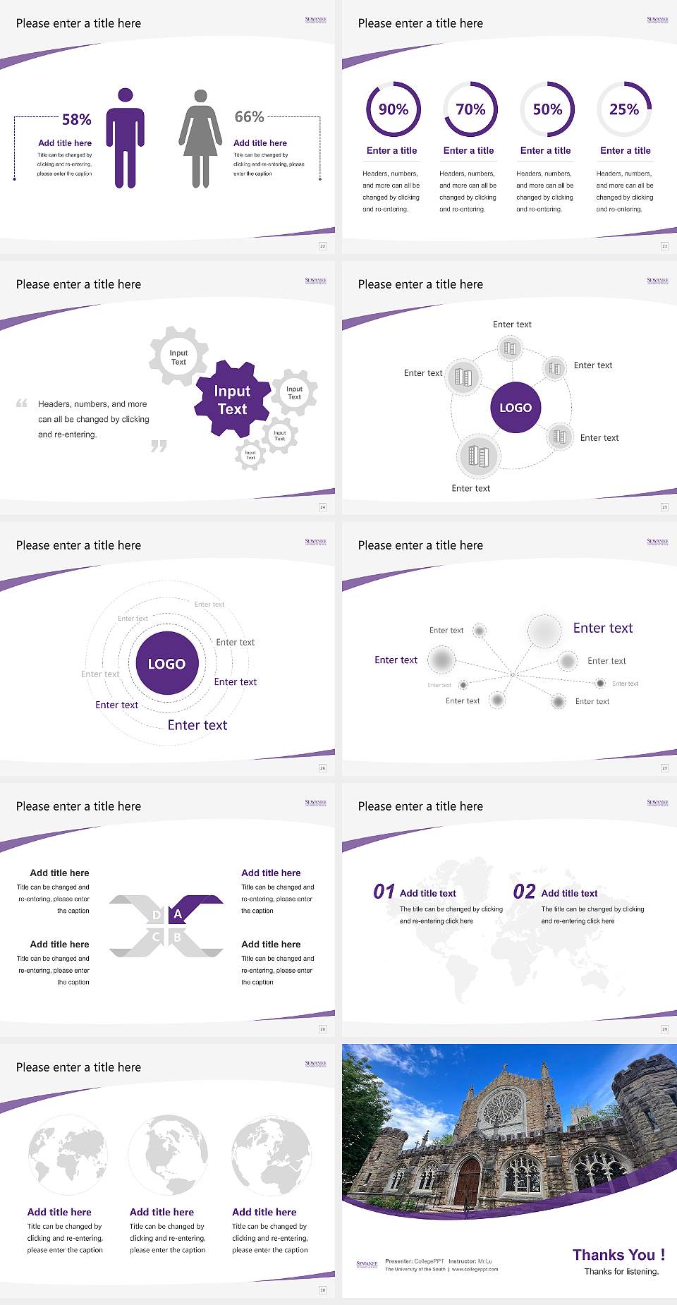 The University of the South Course/Courseware Creation PPT Template4:3 ratio PPT effect preview image4
