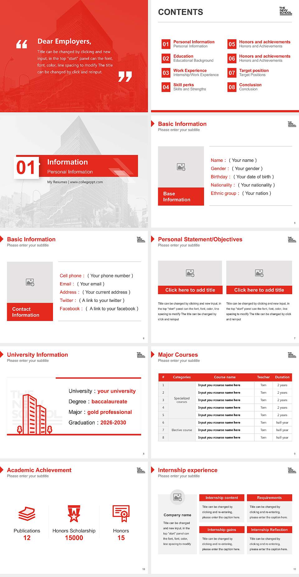 The New School Resume PPT Template4:3 ratio PPT effect preview image2