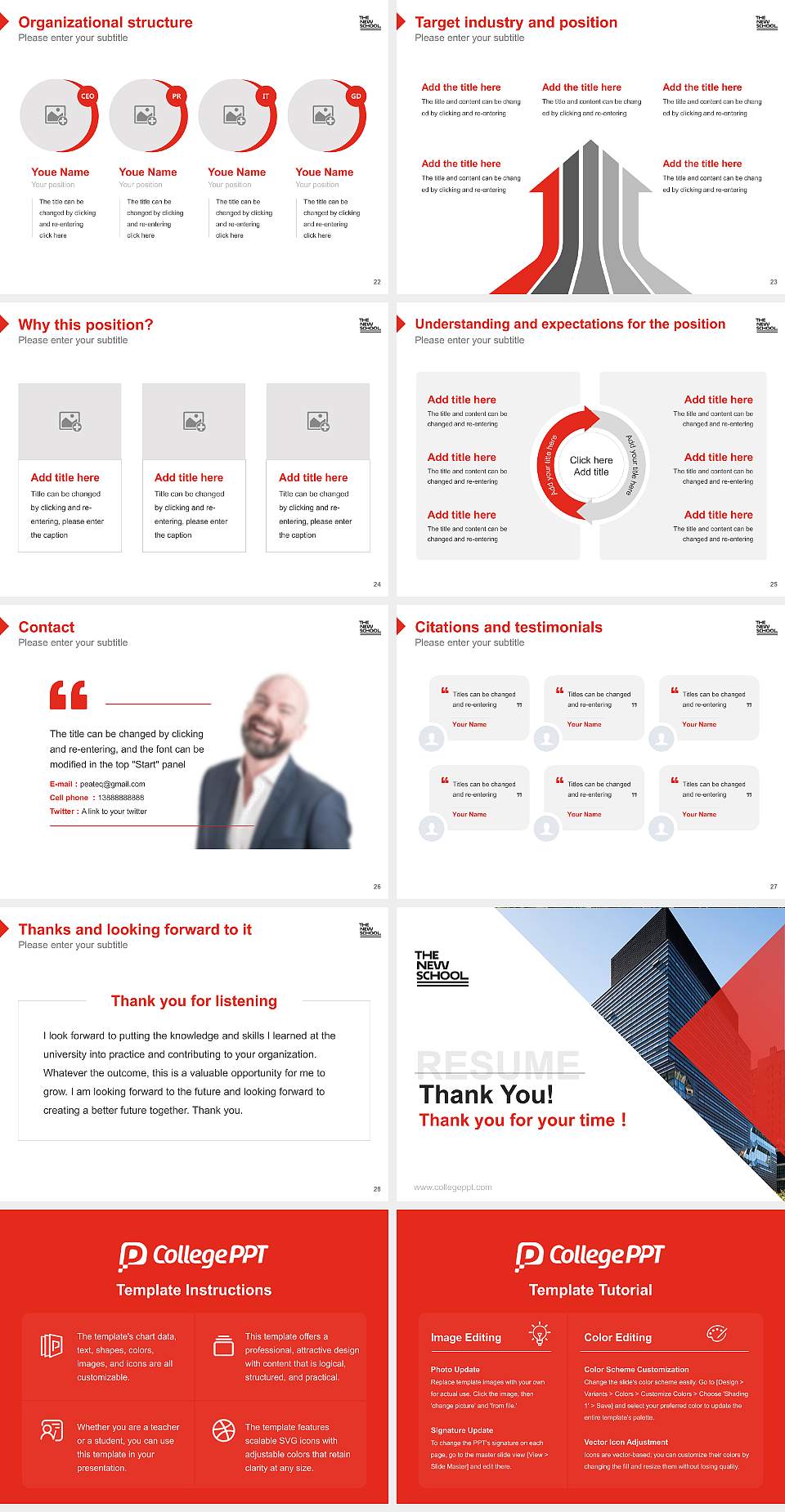 The New School Resume PPT Template4:3 ratio PPT effect preview image4