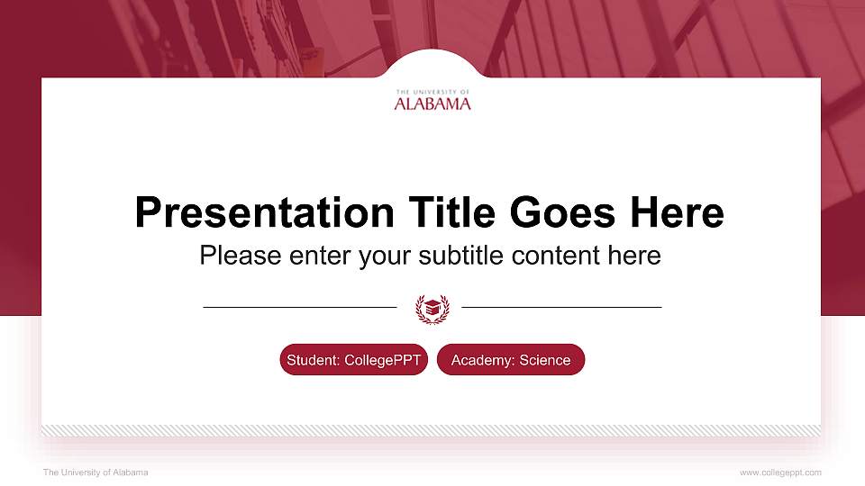 The University of Alabama National Scholarship Defense PPT Template16:9 ratio PPT effect preview image