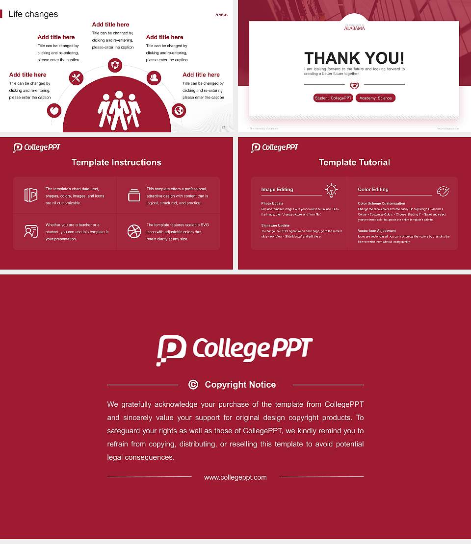 The University of Alabama National Scholarship Defense PPT Template16:9 ratio PPT effect preview image4
