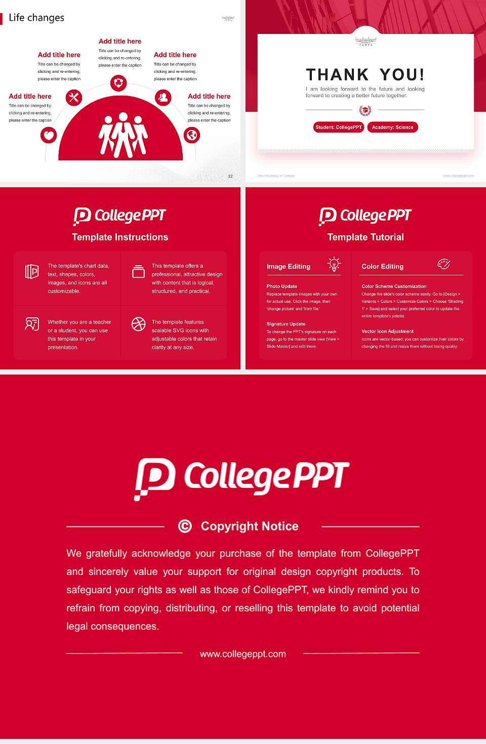 The University of Tampa National Scholarship Defense PPT Template4:3 ratio PPT effect preview image4