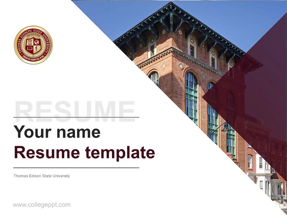 Thomas Edison State University Resume PPT Template4:3 ratio PPT effect preview image5