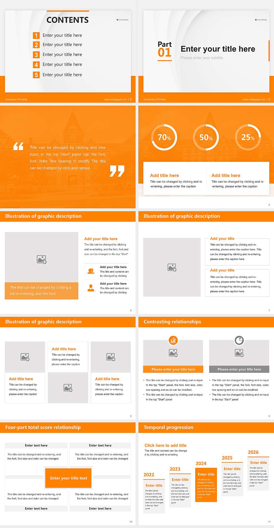 University of Findlay Thesis Proposal/Graduation Defense PPT Template4:3 ratio PPT effect preview image2