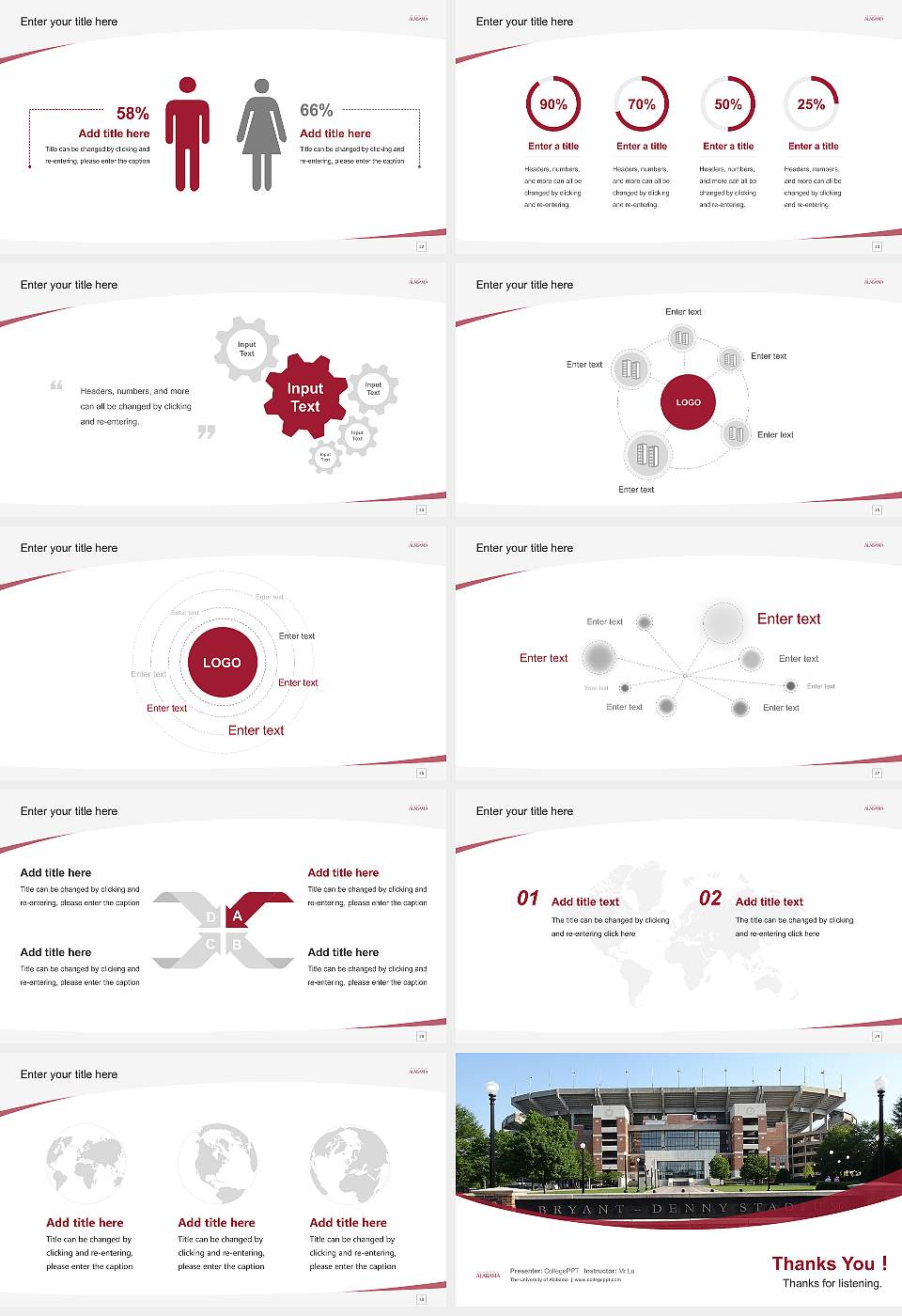 The University of Alabama Course/Courseware Creation PPT Template16:9 ratio PPT effect preview image4