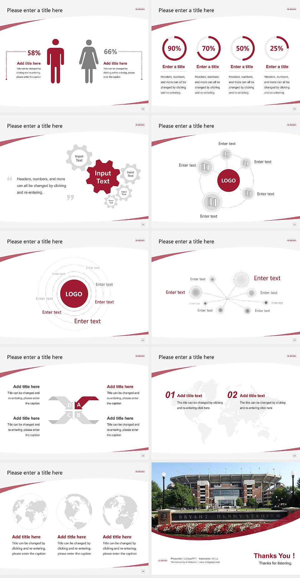 The University of Alabama Course/Courseware Creation PPT Template4:3 ratio PPT effect preview image4