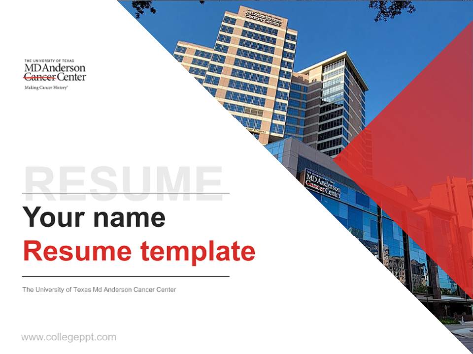 The University of Texas Md Anderson Cancer Center Resume PPT Template4:3 ratio PPT effect preview image5
