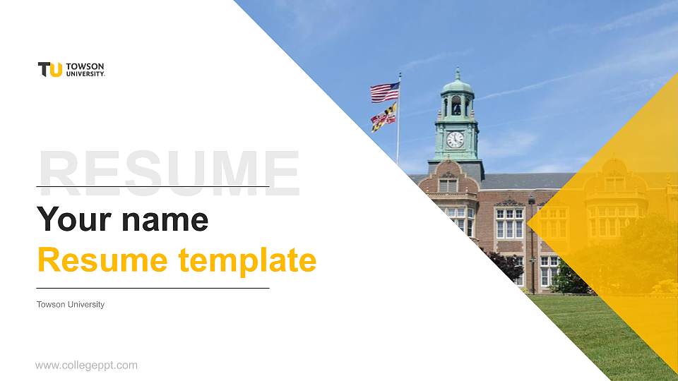 Towson University Resume PPT Template16:9 ratio PPT effect preview image