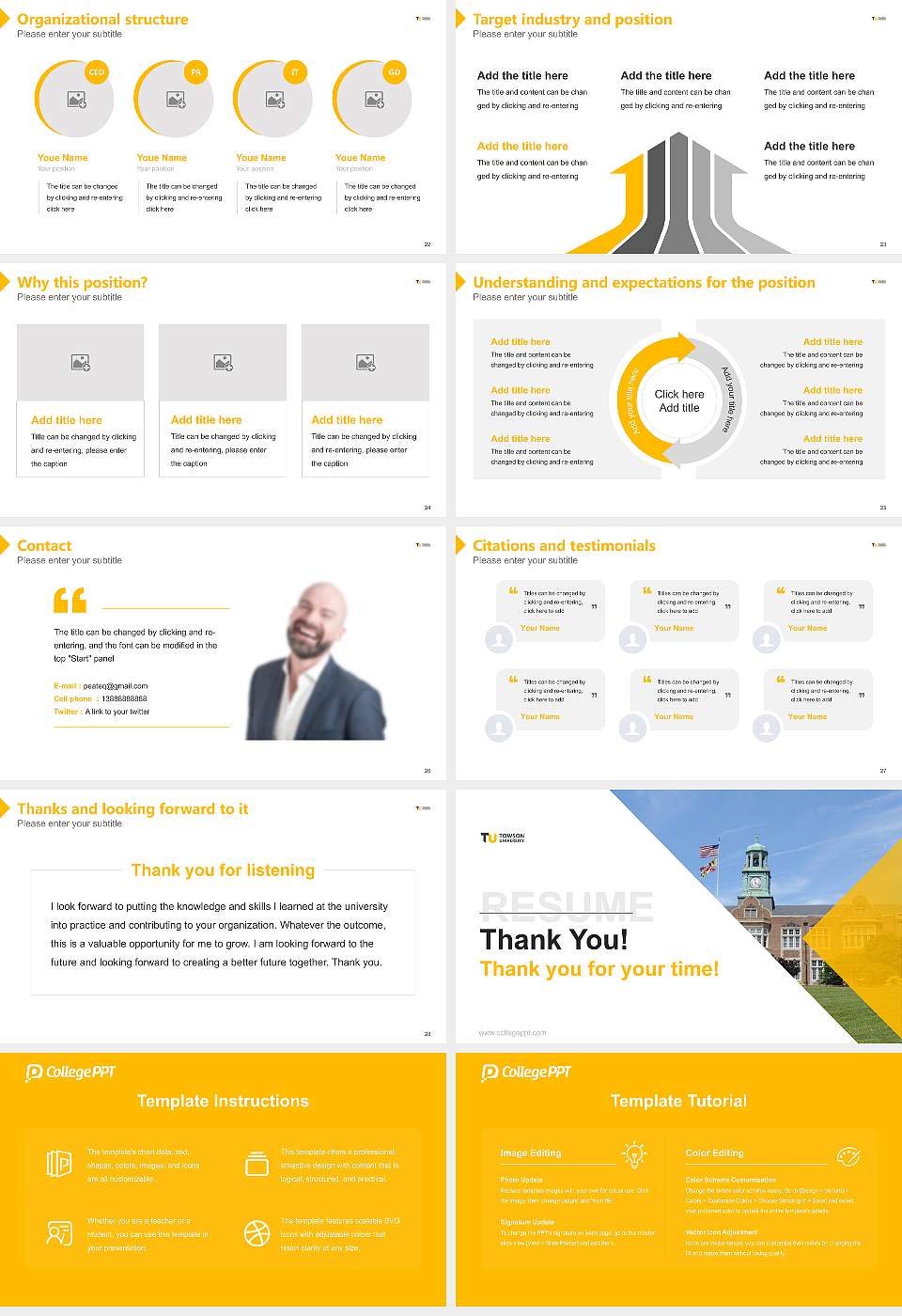 Towson University Resume PPT Template16:9 ratio PPT effect preview image4
