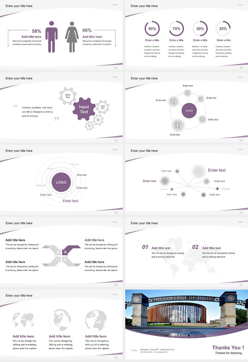 The College of Idaho Course/Courseware Creation PPT Template16:9 ratio PPT effect preview image4