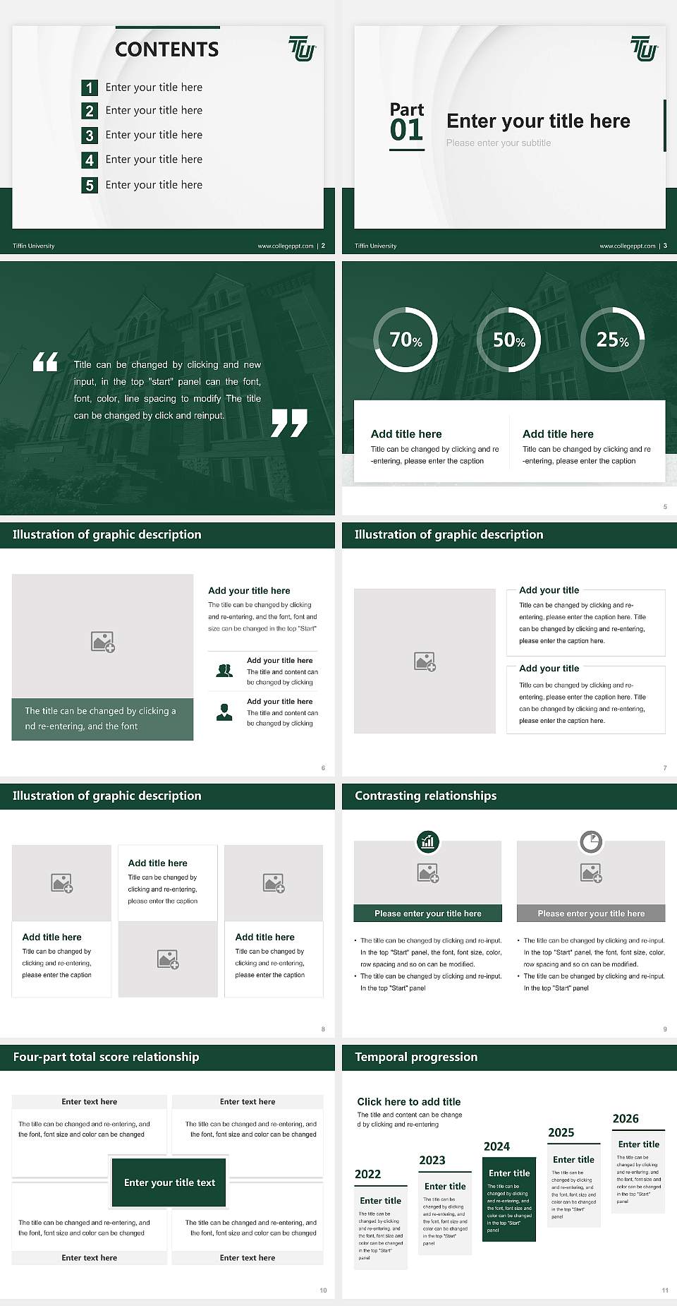 Tiffin University Thesis Proposal/Graduation Defense PPT Template4:3 ratio PPT effect preview image2
