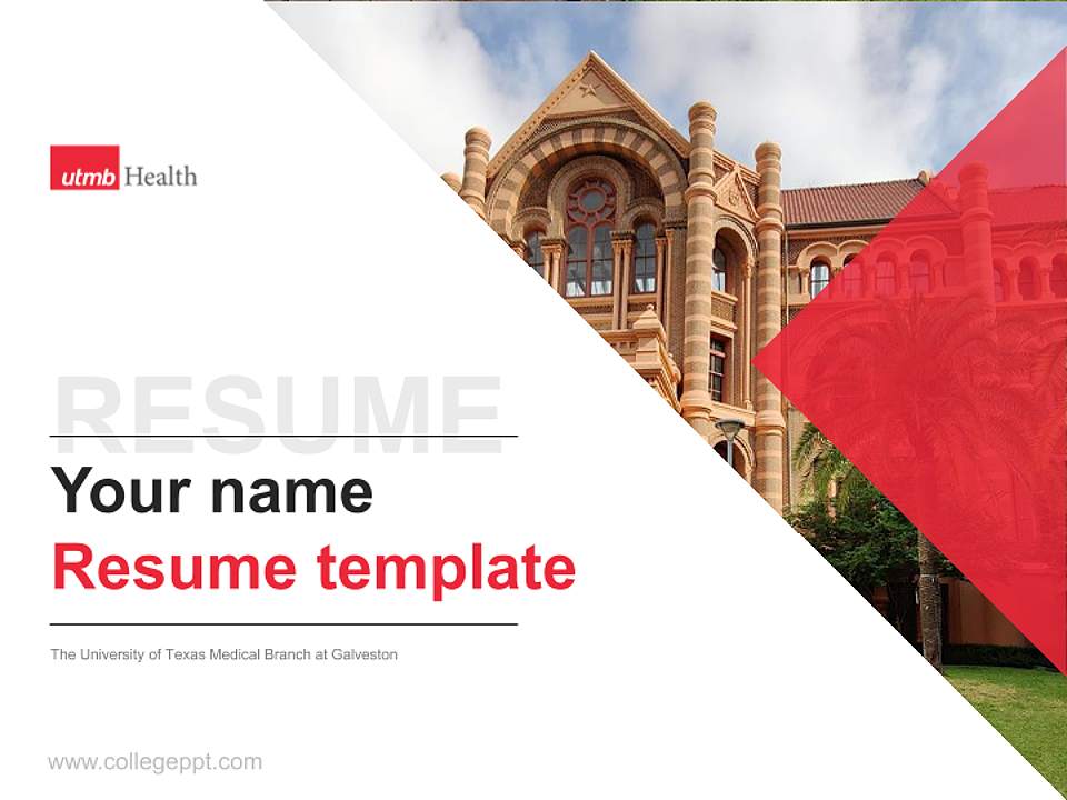 The University of Texas Medical Branch at Galveston Resume PPT Template4:3 ratio PPT effect preview image5