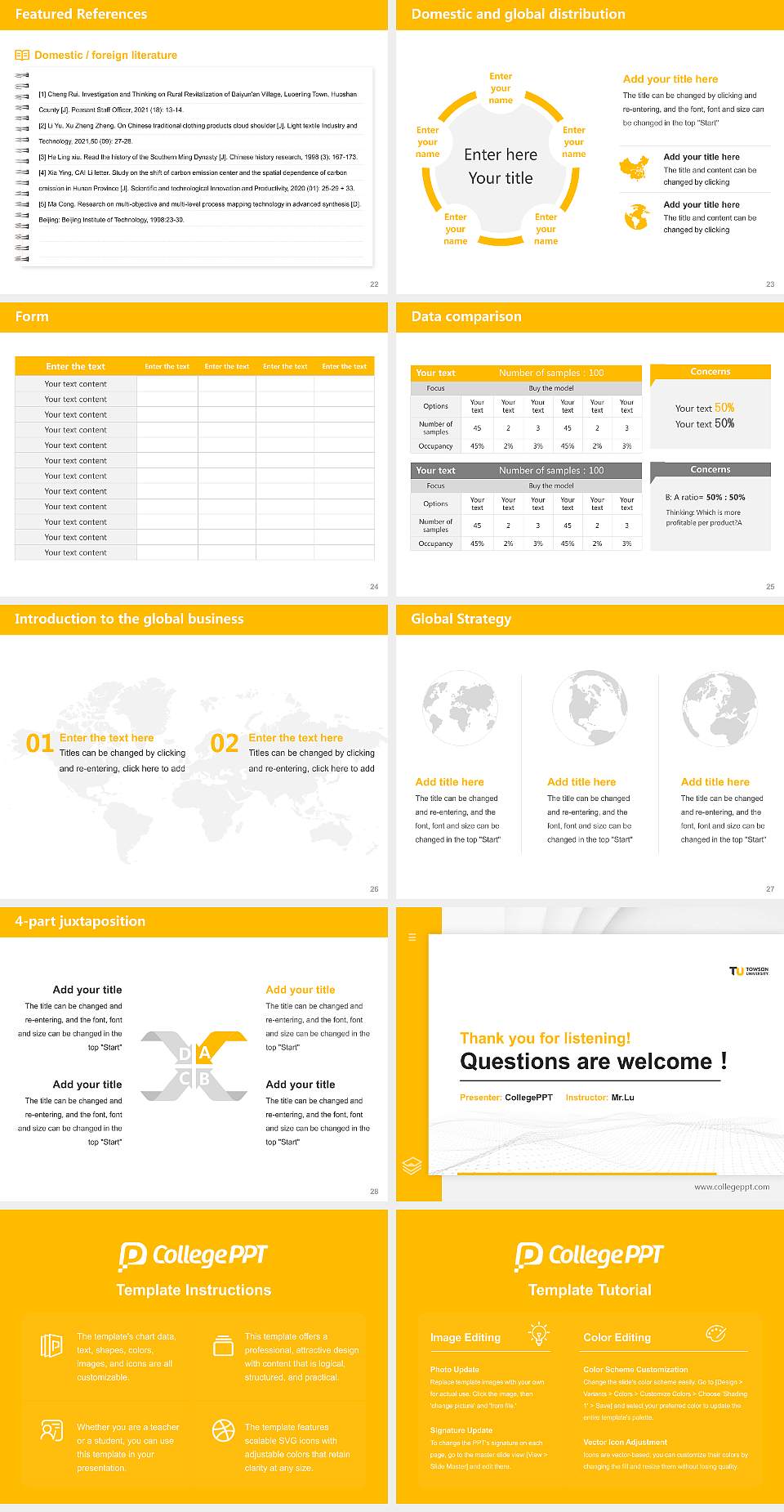 Towson University Thesis Proposal/Graduation Defense PPT Template4:3 ratio PPT effect preview image4