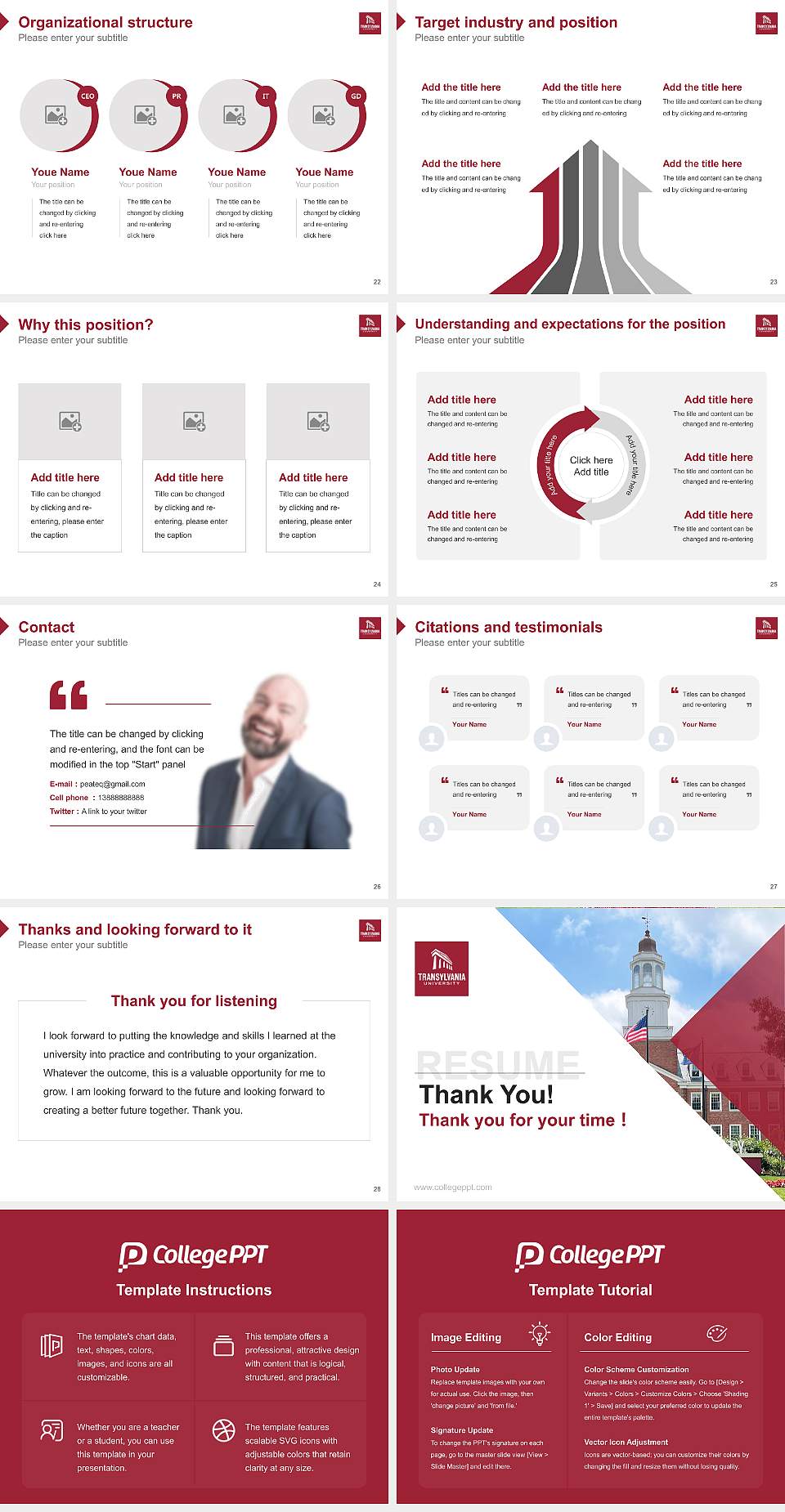 Transylvania University Resume PPT Template4:3 ratio PPT effect preview image4