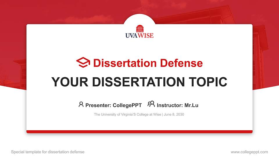 The University of Virginia’S College at Wise Graduation Thesis Defense PPT Template16:9 ratio PPT effect preview image