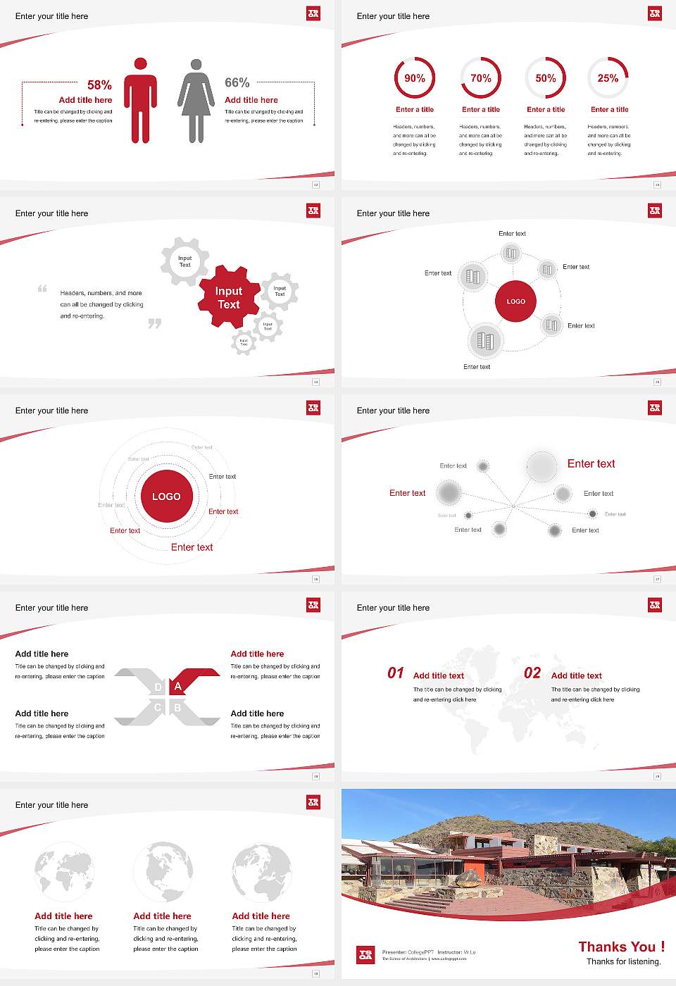 The School of Architecture Course/Courseware Creation PPT Template16:9 ratio PPT effect preview image4