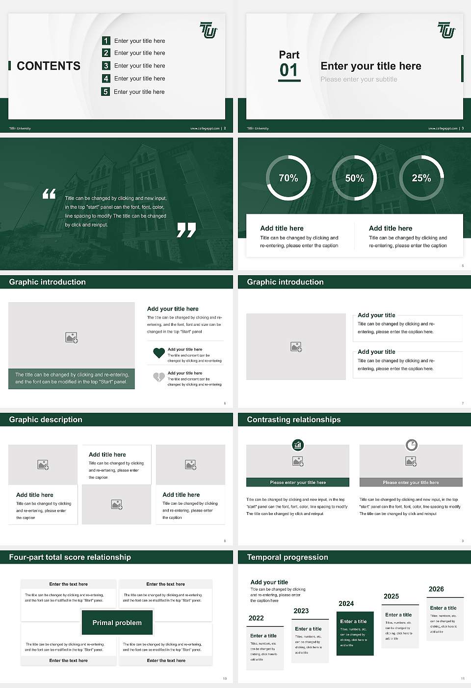 Tiffin University Thesis Proposal/Graduation Defense PPT Template16:9 ratio PPT effect preview image2