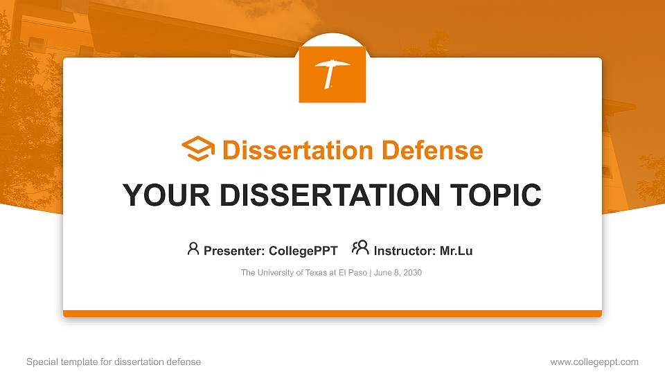 The University of Texas at El Paso Graduation Thesis Defense PPT Template16:9 ratio PPT effect preview image