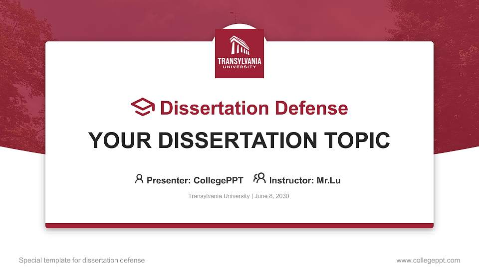 Transylvania University Graduation Thesis Defense PPT Template16:9 ratio PPT effect preview image