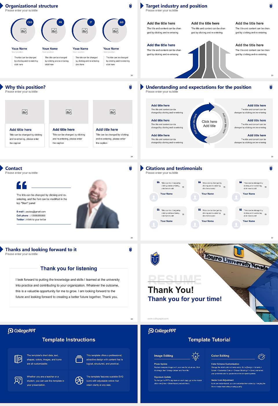 Touro University Nevada Resume PPT Template16:9 ratio PPT effect preview image4
