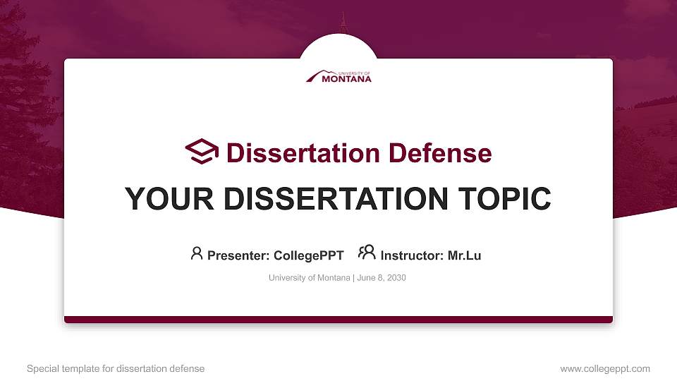University of Montana Graduation Thesis Defense PPT Template16:9 ratio PPT effect preview image