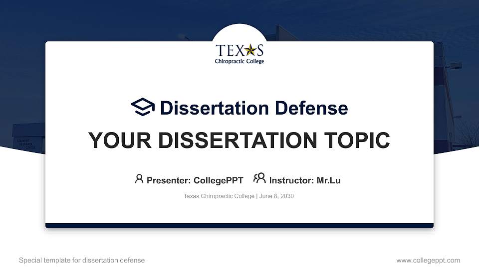 Texas Chiropractic College Graduation Thesis Defense PPT Template16:9 ratio PPT effect preview image