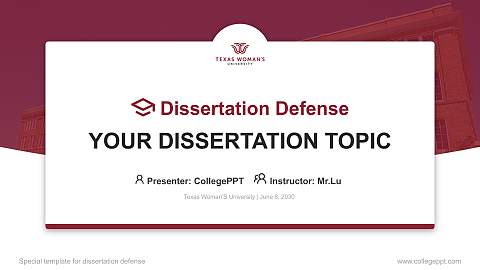 Texas Woman’S University Graduation Thesis Defense PPT Template