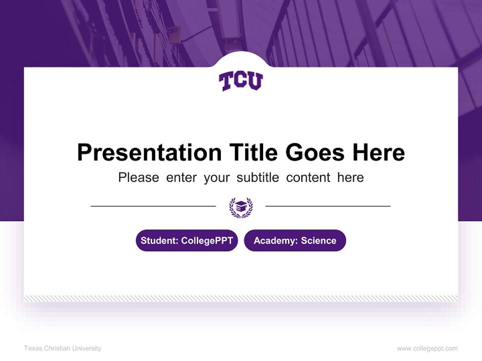 Texas Christian University National Scholarship Defense PPT Template4:3 ratio PPT effect preview image4