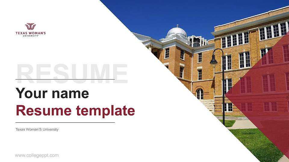 Texas Woman’S University Resume PPT Template16:9 ratio PPT effect preview image