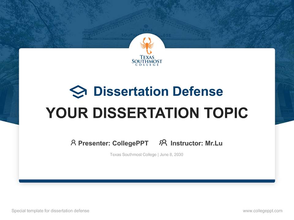 Texas Southmost College Graduation Thesis Defense PPT Template4:3 ratio PPT effect preview image7