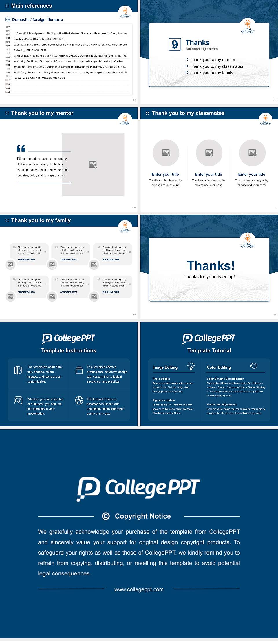 Texas Southmost College Graduation Thesis Defense PPT Template4:3 ratio PPT effect preview image7