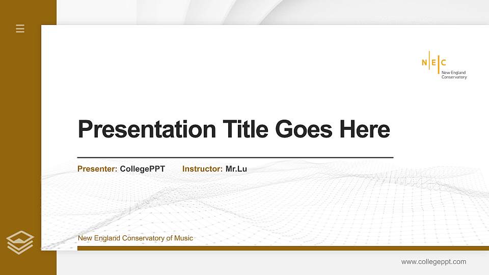 New England Conservatory of Music Thesis Proposal/Graduation Defense PPT Template16:9 ratio PPT effect preview image