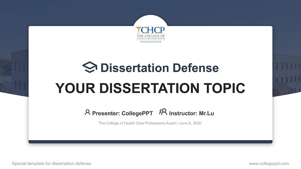 The College of Health Care Professions-Austin Graduation Thesis Defense PPT Template16:9 ratio PPT effect preview image