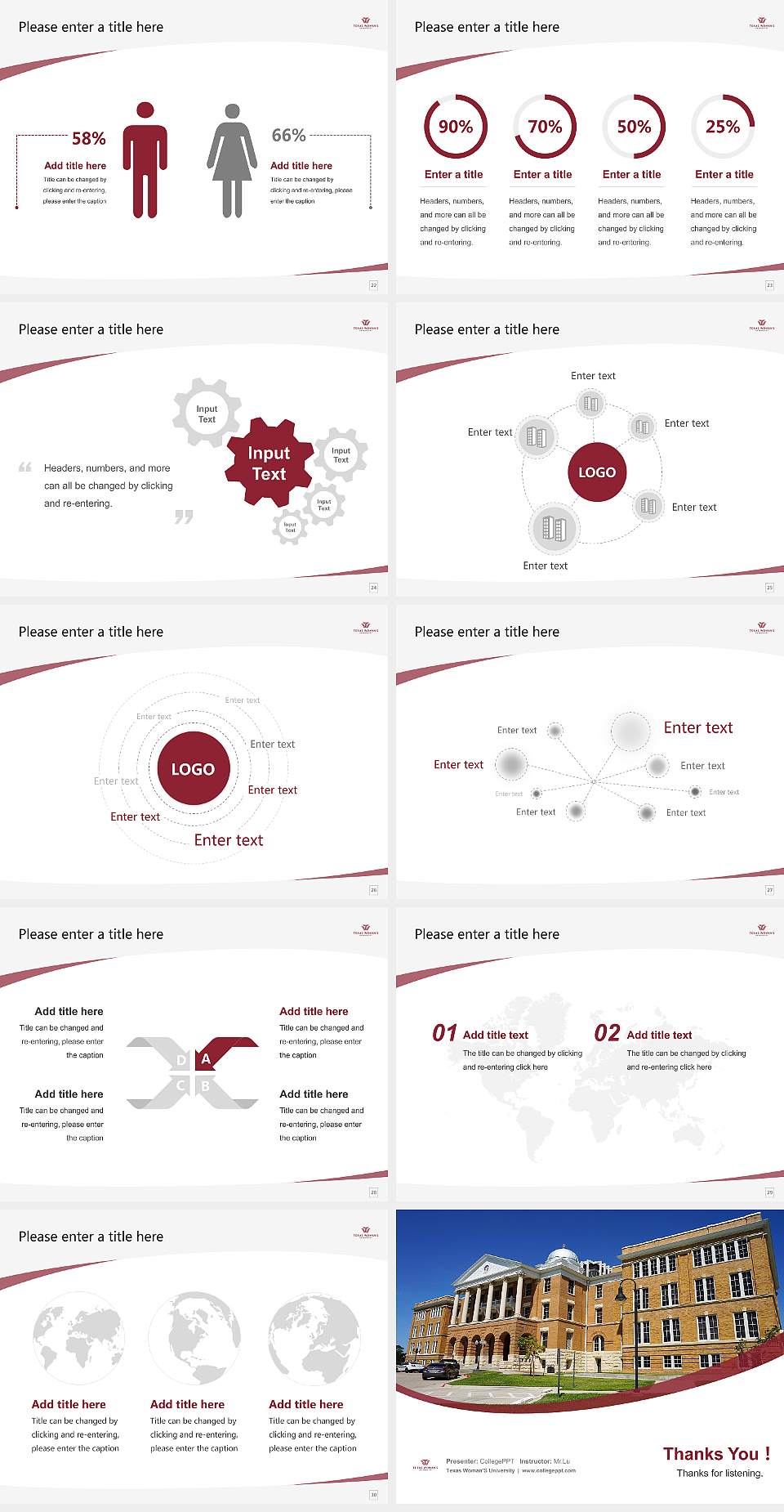 Texas Woman’S University Course/Courseware Creation PPT Template4:3 ratio PPT effect preview image4